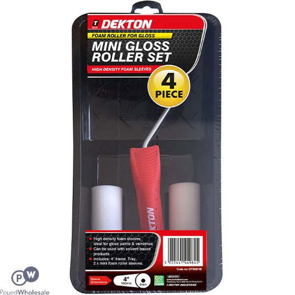 Dekton Mini Gloss Paint Roller Set 4" 4pc