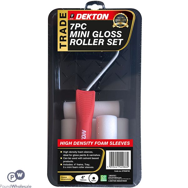 Dekton Mini Gloss Paint Roller Set 4" 7pc