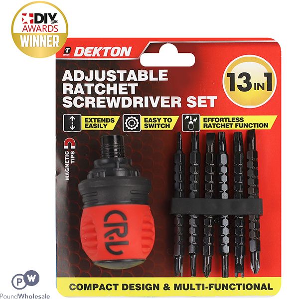 Dekton 13-in-1 Adjustable Ratchet Screwdriver Set