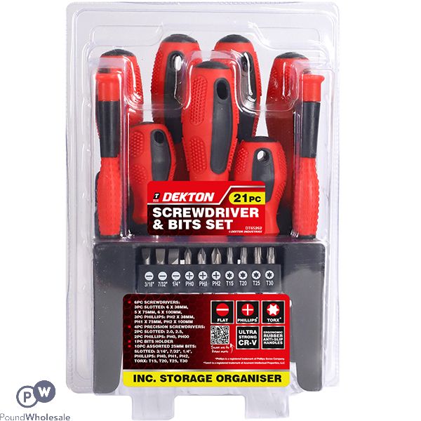Dekton Screwdriver & Bits Set 21pc