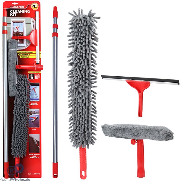 Dekton Multifunctional Extendable 8ft Cleaning Kit 4pc