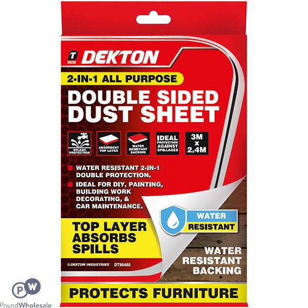 Dekton 2-in-1 All Purpose Water-resistant Double-sided Dust Sheet 3m X 2.4m