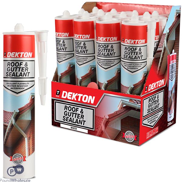 Dekton White Waterproof Roof & Gutter Sealant 290ml Cdu