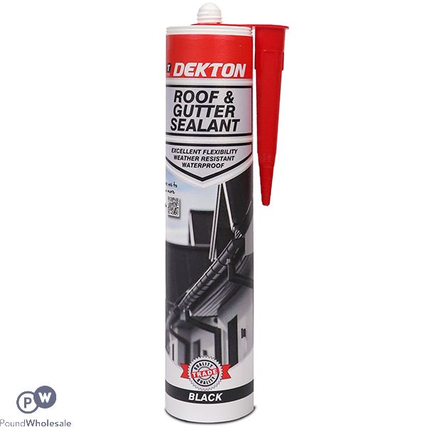 Dekton Black Waterproof Roof & Gutter Sealant 290ml Cdu