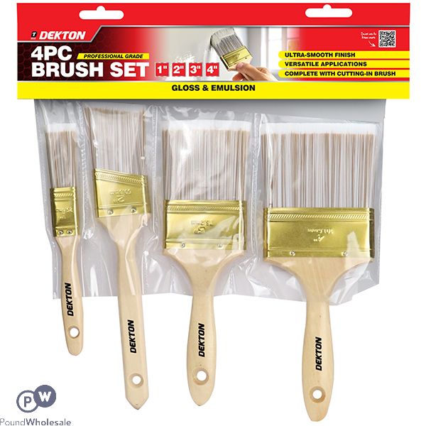 Dekton Professional Assorted Gloss & Emulsion Paint Brush Set 4pc