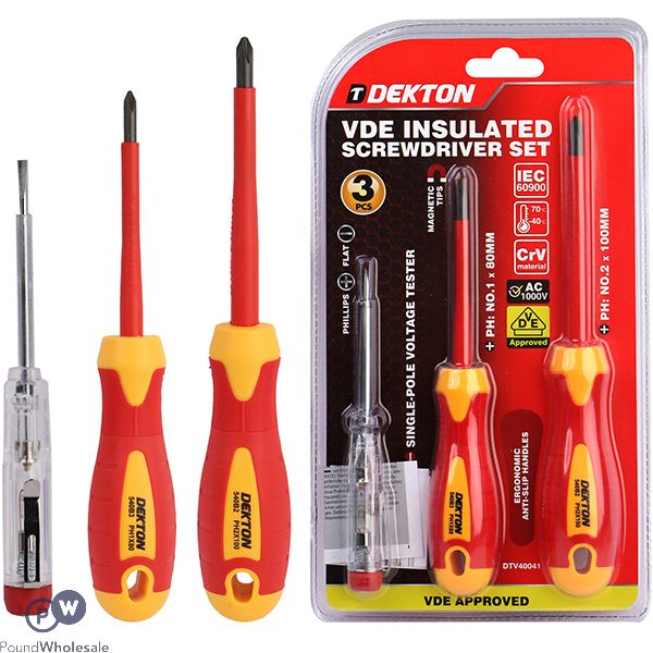 Dekton Vde Insulated Cr-v Screwdriver Set 3pc