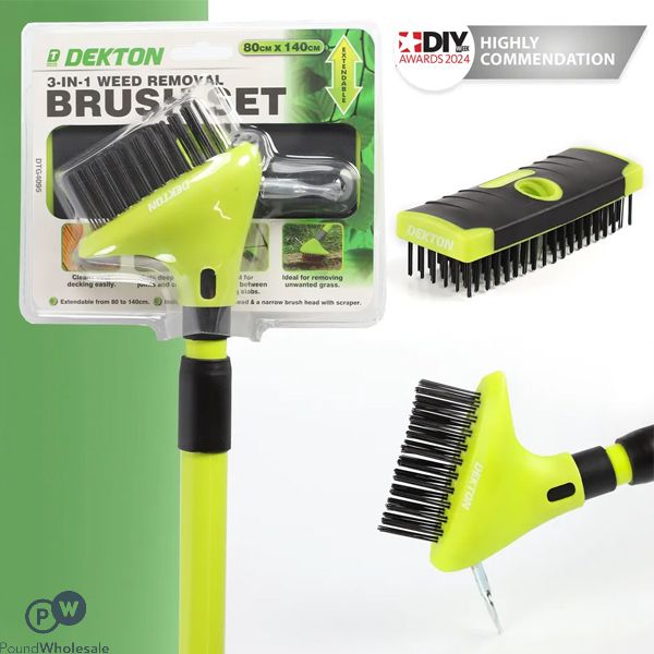 Dekton 3-in-1 Extendable Weed Removal Brush Set 80cm X 140cm