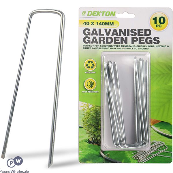 Dekton Galvanised Garden Pegs 10 Pack 40mm X 140mm