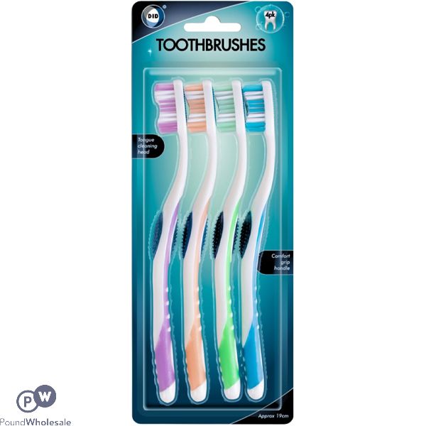 Did Assorted Colour Comfort Grip Adult Toothbrushes 4 Pack