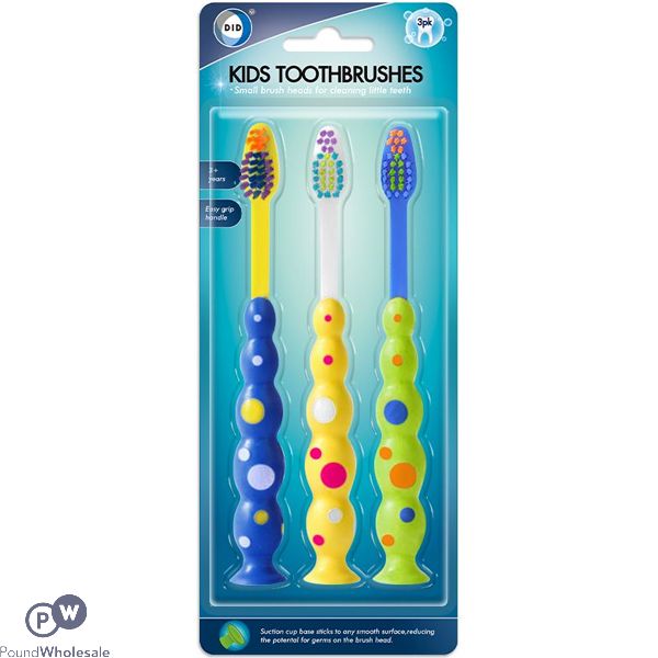 Did Assorted Suction Base Kids Toothbrushes 3 Pack