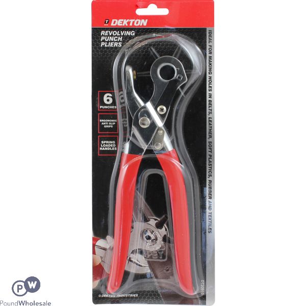 Dekton Revolving Punch Pliers With Ergonomic Anti Slip Grips & Spring Loaded Handles 