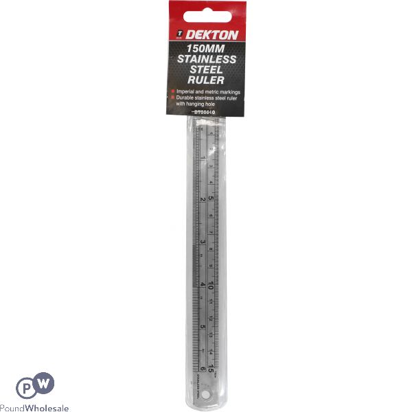 Dekton 150mm Stainless Steel Imperial And Metric Markings Ruler