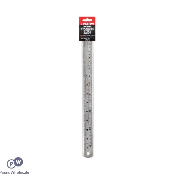 DEKTON 300MM STAINLESS STEEL IMPERIAL AND METRIC MARKINGS RULER