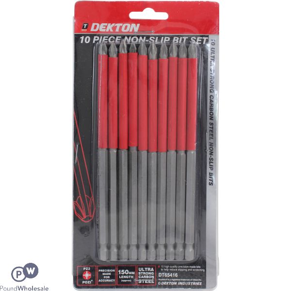 DEKTON NON-SLIP POZI PZ2 150MM BIT SET 10 PACK