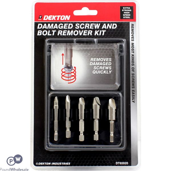 DEKTON DAMAGED PHILLIPS, FLAT AND POZI SCREW AND BOLT REMOVER KIT