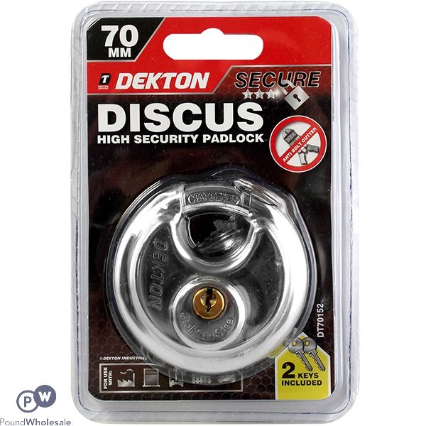 Dekton Discus Heavy Duty Padlock 70mm With 2 Keys