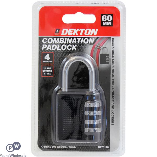 DEKTON 4 NUMBER 80MM COMBINATION PADLOCK