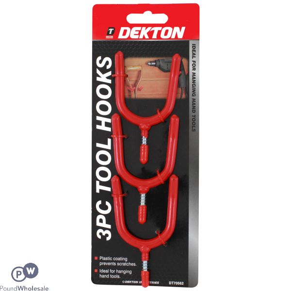 Dekton 3pc Tool Hooks 8mm With Plastic Coating