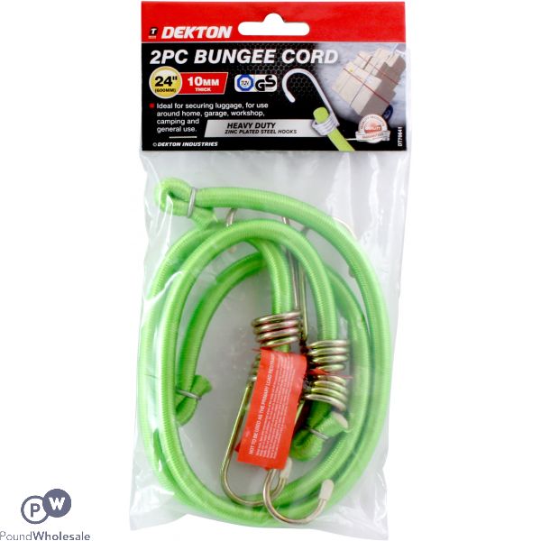 DEKTON 2PC 24" x 10MM THICK HEAVY DUTY WITH ZINC PLATED HOOKS BUNGEE CORD