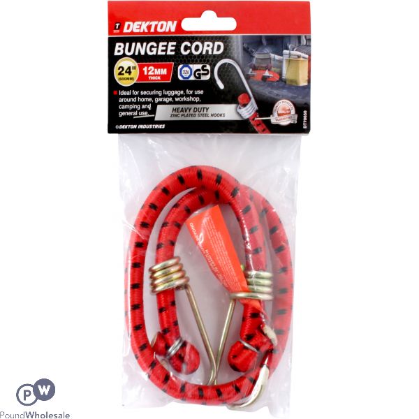 Dekton 24" X 12mm Heavy Duty Zinc Plated Steel Hook Bungee Cord