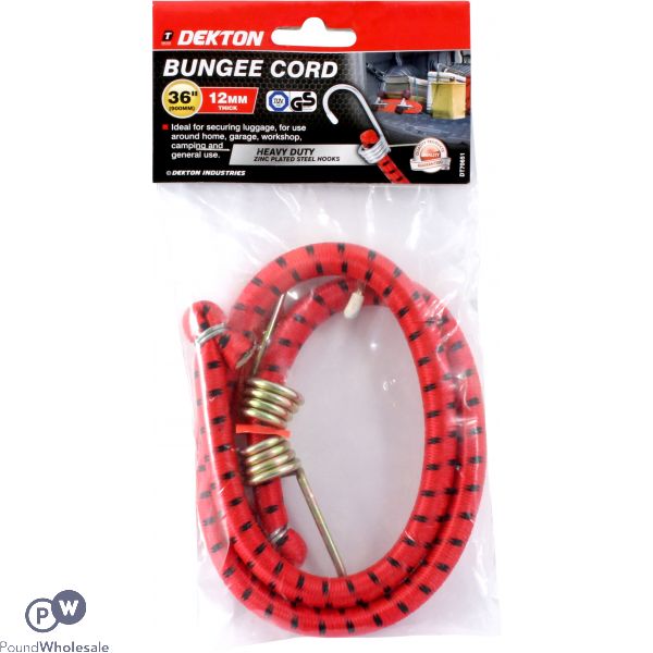 Dekton 36" X 12mm Heavy Duty Zinc Plated Steel Hook Bungee Cord