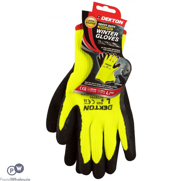 Dekton Black/Hi-Vis Green Insulated Latex Working Gloves Size 9 Large