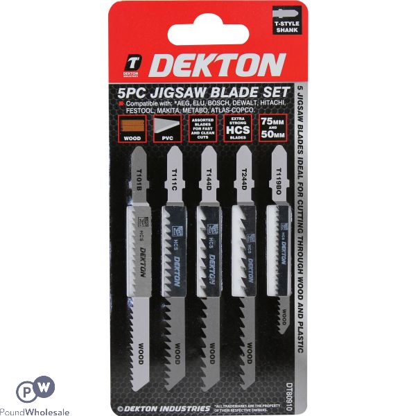 Dekton 5pc Jigsaw Blade Set Extra Strong Hcs 75mm & 50mm