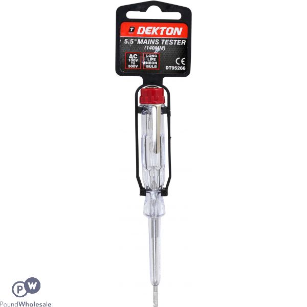 Dekton 5.5" Mains Tester Ac 100v To 500v Long Life Neon Bulb