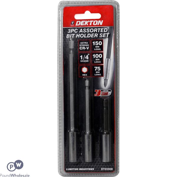 Dekton Assorted Cr-V Bit Holder Set 3 Pack