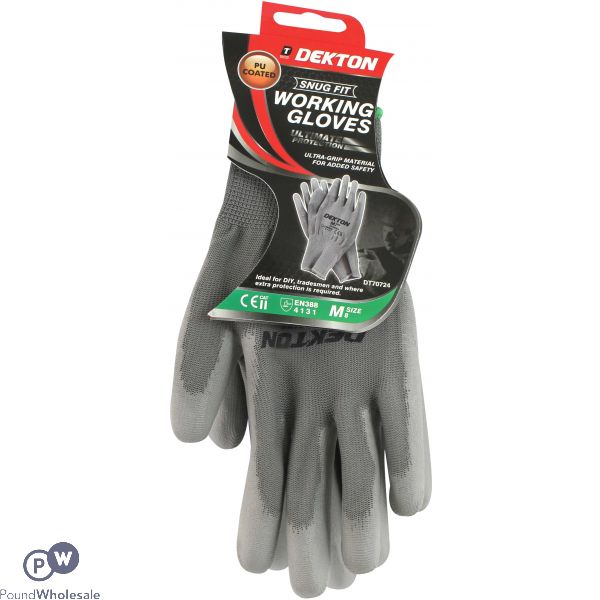 Dekton Snug Fit Pu-coated Grey Working Gloves Medium