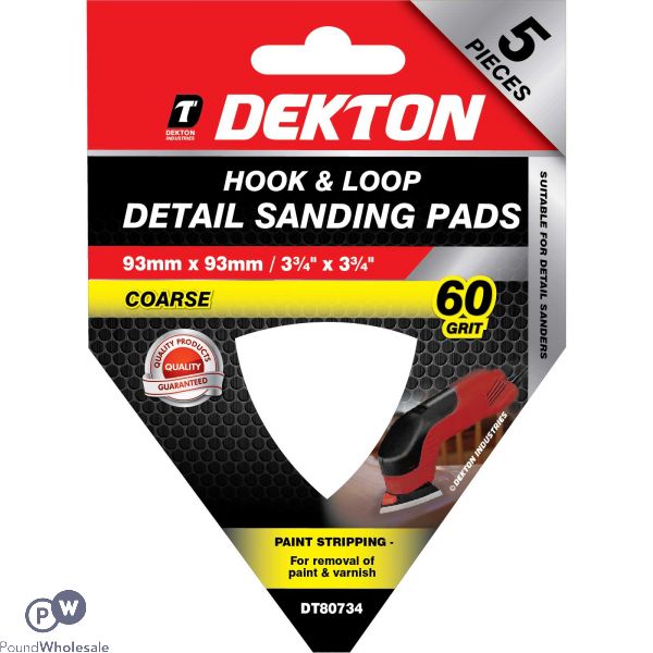 DEKTON 93MM X 93MM HOOK & LOOP DETAIL SANDING PADS 60 GRIT