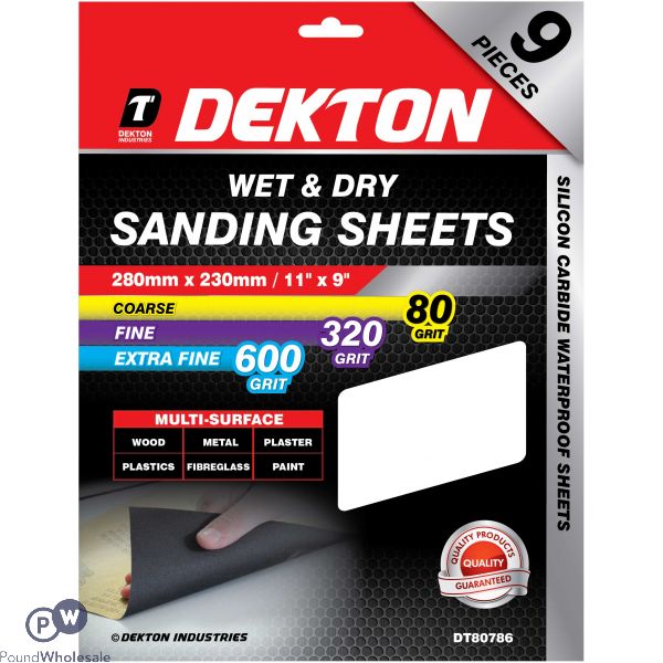 Dekton Mixed Wet & Dry Sanding Sheets 9 Pack