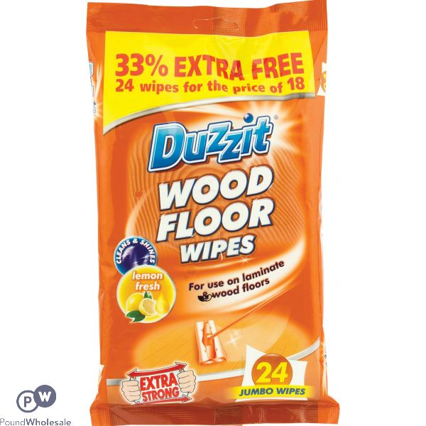 DUZZIT WOOD FLOOR WIPES LEMON FRESH 24 PACK