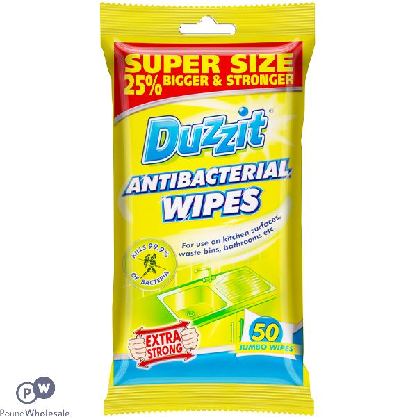 DUZZIT ANTI-BACTERIAL WIPES 50 PACK