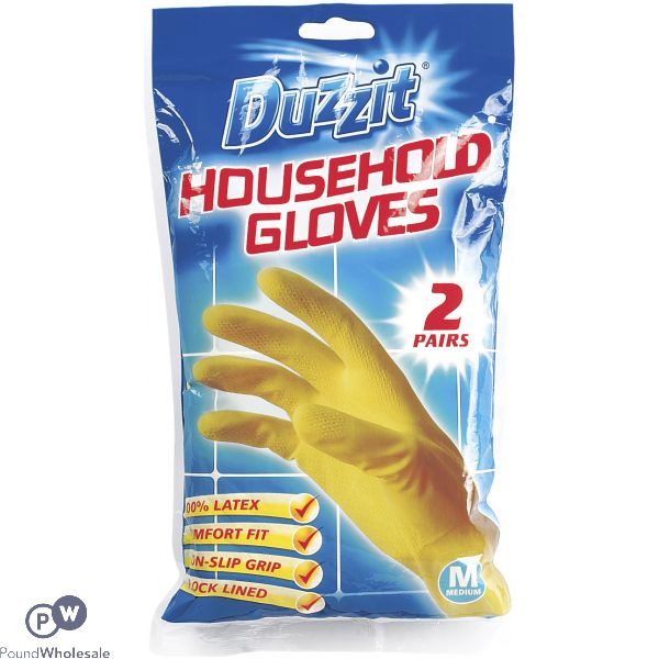 Duzzit Household Gloves Medium 2 Pairs