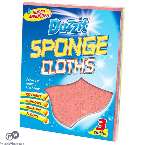 Duzzit Super-absorbent Sponge Cloths 3 Pack