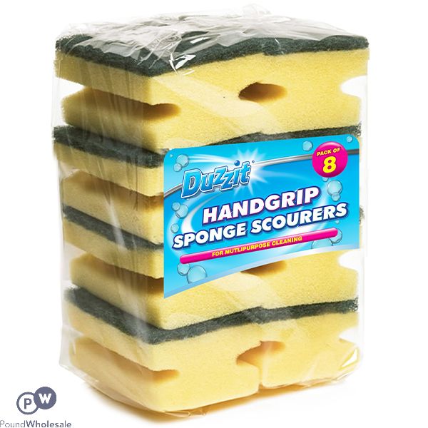 DUZZIT HANDGRIP SPONGE SCOURERS 8 PACK