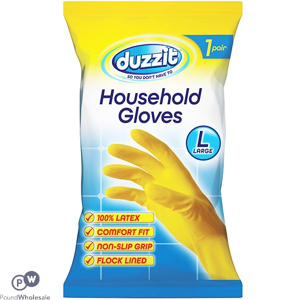 DUZZIT LATEX HOUSEHOLD GLOVES LARGE