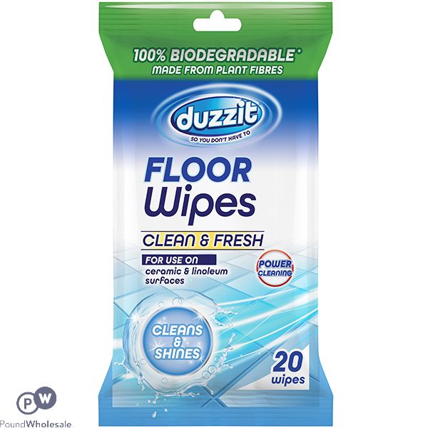 DUZZIT CLEAN & FRESH BIODEGRADABLE FLOOR WIPES 20 PACK