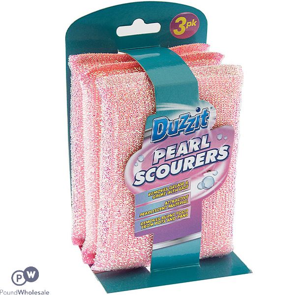 Duzzit Pearl Scourers 3 Pack Cdu Assorted Colours