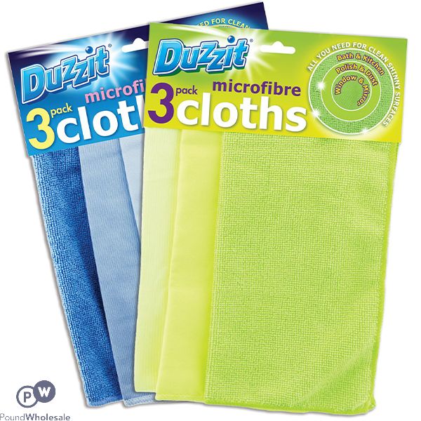 Duzzit Microfibre Cloths 3 Pack Assorted Colours