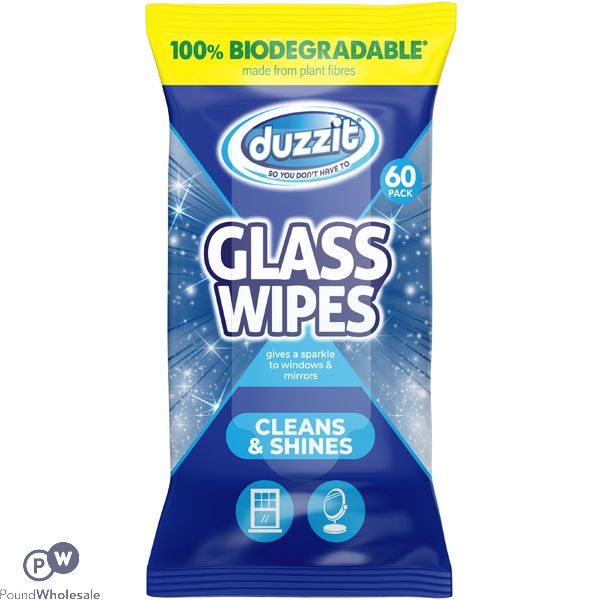 Duzzit Biodegradable Glass Wipes 60 Pack