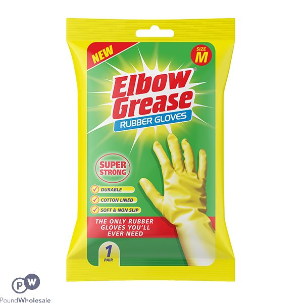 ELBOW GREASE SUPER STRONG RUBBER GLOVES MEDIUM CDU