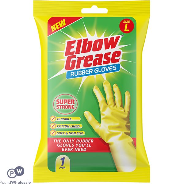 Elbow Grease Super Strong Rubber Gloves Large CDU