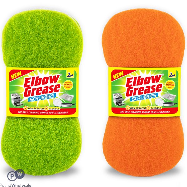 Elbow Grease Sponge Scourer Scrubbies 2 Pack Assorted Colours