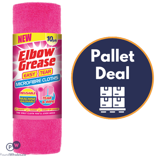 Elbow Grease Easy Tear Reusable Pink Microfibre Cloths 10 Pack Pallet Deal