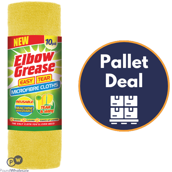 Elbow Grease Easy Tear Reusable Microfibre Cloths 10 Pack Pallet Deal