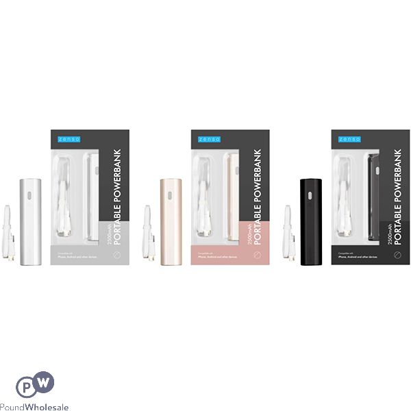 Zenso Portable Power Bank 2500mah Assorted Colours