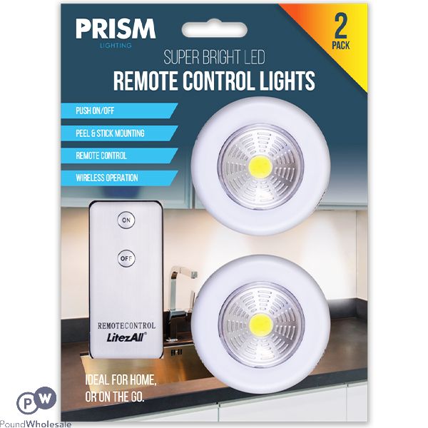 PRISM SUPER BRIGHT LED REMOTE CONTROL PUSH LIGHTS 2 PACK