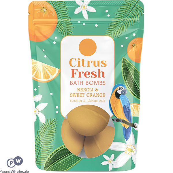 ELYSIUM SPA CITRUS FRESH NEROLI & SWEET ORANGE BATH BOMBS 3 PACK